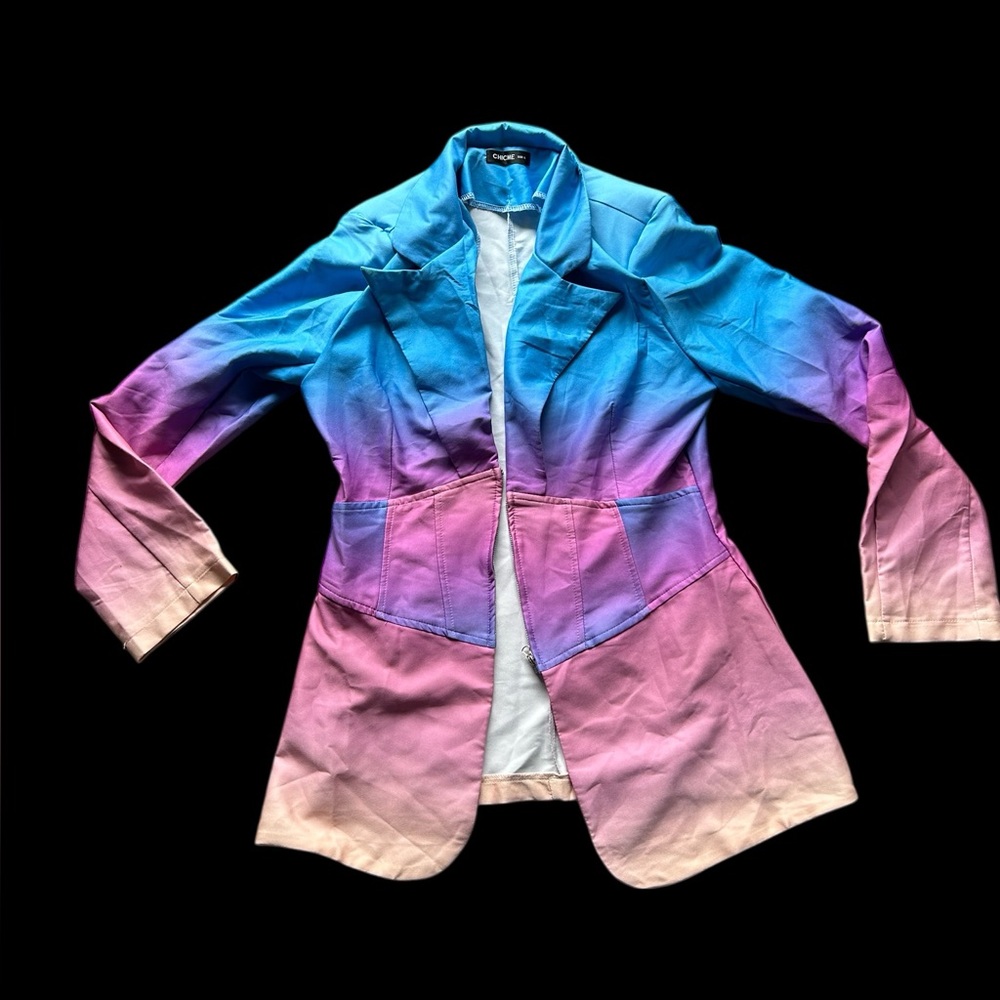 ✨ChicMe Vintage Multi-coloured ombre blazer with white lining✨